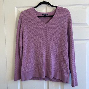 Lands' End Knit Sweater Lilac Size XL Women's Cozy Comfy Purple Cable Knit